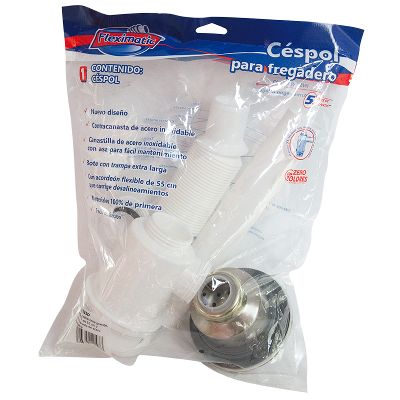 Canasta Bote Sifón Flexible para Lava-Trasto Limpia Fácil 2335D