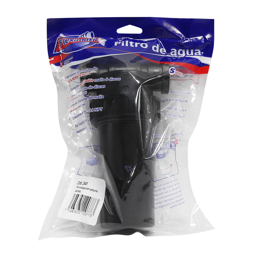 Filtro de agua cartucho de malla