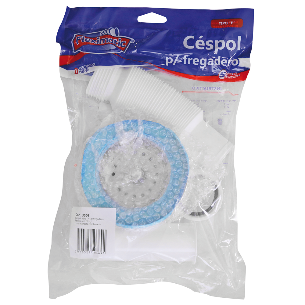 Canasta Sifón Flexible Lavatrastos, Extensión 55cm