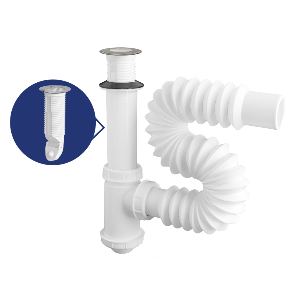 Desague/Bote y Sifon Flex p/lav 55 cms 2919