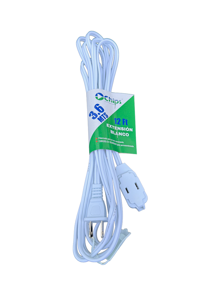 Extensión Eléctrica 12 Ft Color Blanca