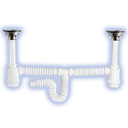 Canasta Doble con Bote y Sifón Flexible Lavatrastos, Extensión. 